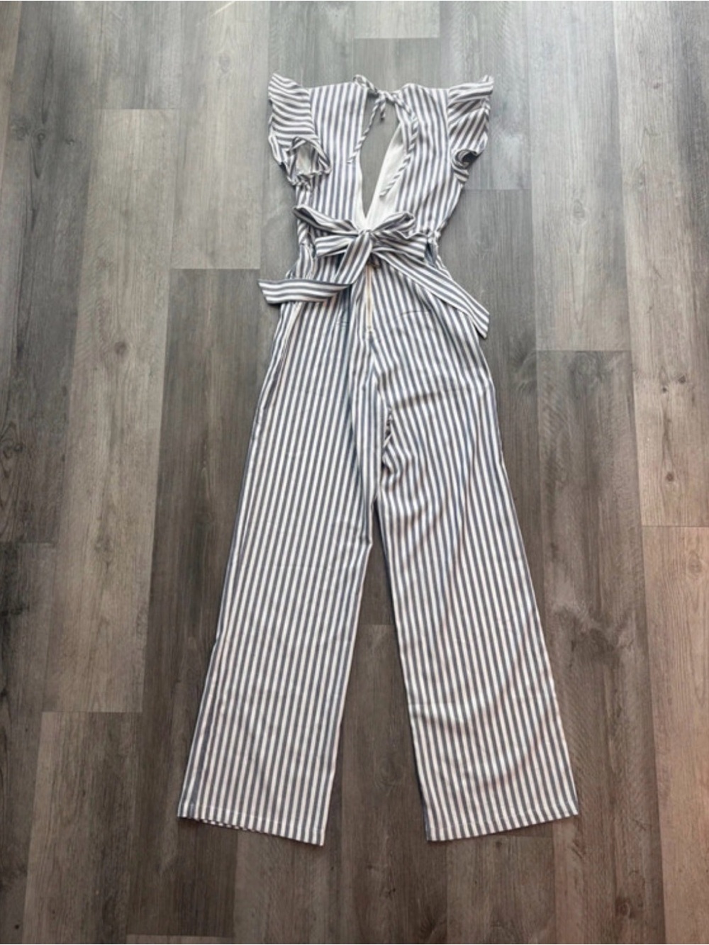 NWT Shop17 Navy White Striped Wide Leg Jumpsuit Small